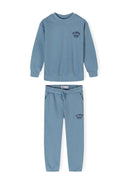 Boys sweatshirt and joggers set lightweight blue 1-8y made from soft cotton fleece with elasticated cuffs and waistband.