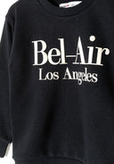 Boys sweatshirt oversized crew neck black 1-8y featuring Bel-Air Los Angeles front print in soft cotton for comfort. 