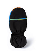 Boys waterproof nylon ski mitts black with blue and neon green trim