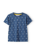 Navy blue children’s t-shirt with white camera print and neck tape navy