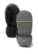 Gray and black unisex ski mitts with contrast panelling and mesh back