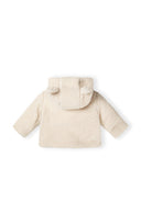Unisex cream teddy baby jacket with hood and buttons