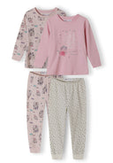 Girls 2 pack long sleeve pyjamas light pink 9m-8y featuring soft cotton tops and patterned leggings for cozy sleepwear.