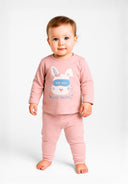Girls 2 pack long sleeve pyjamas with ribbed cuffs light blue 9m-8y features a soft pink top with bunny print and polka dot leggings.  