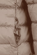 Girls beige quilted jacket with zip and removable hood