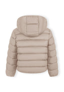 Girls beige quilted jacket with zip and removable hood