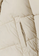 Girls grey long quilted winter jacket with zip and press studs