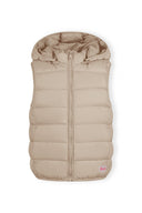 Girls beige Girls quilted gilet with full zip and removable hood