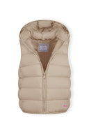 Girls beige Girls quilted gilet with full zip and removable hood