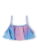 Girls bikini pink gradient print ruffled swim top with textured straps