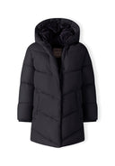 Girls black quilted hooded puffer coat, kurtka zimowa dla dziewcząt