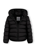 Girls black quilted jacket with zip and removable hood