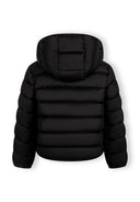 Girls black quilted jacket with zip and removable hood