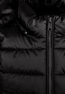 Girls black Girls quilted gilet with full zip and removable hood