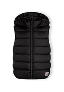 Girls black Girls quilted gilet with full zip and removable hood