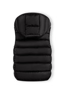 Girls black Girls quilted gilet with full zip and removable hood