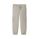 Girls cotton cargo pants in beige with elastic waist and pockets