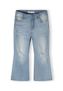Girls denim flare jeans light blue 2-14y featuring a relaxed fit with distressed details and durable cotton blend fabric.