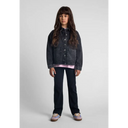 Girls denim jacket in black with silver buttons and front pockets
