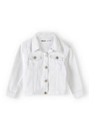 White girls denim jacket with silver buttons and classic collar