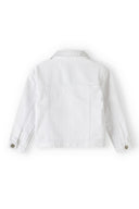 Girls denim jacket in white with classic collar and silver buttons