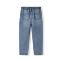 Girls embroidered jeans with elasticated waist, light wash denim and star-rainbow pockets