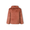 Cozy girls faux fur jacket in rust with plush collar
