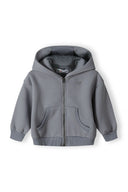 Girls fleece zip hoodie in gray with embroidered chest logo