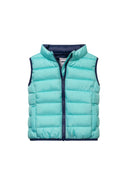 Girls gilet funnel neck mint and navy quilted puffer vest