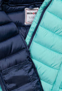 Girls gilet funnel neck mint and navy quilted puffer vest
