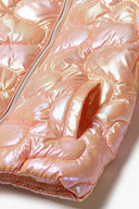 Shiny iridescent pink girls jacket quilted funnel neck coral puffer vest