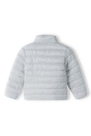 Girls jacket quilted light gray with high collar and long sleeves