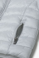 Girls quilted light gray puffer vest jacket with silver zippers