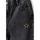 Girls jeans embroidered black denim with lime green star on pocket