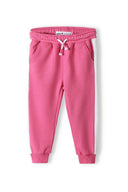 Girls jogpant with contrast stripes in pink, drawstring waistband, ribbed cuffs