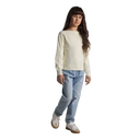 Cream girls jumper boat neckline knit sweater with ribbed cuffs