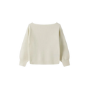 Girls jumper boat neckline cream knit sweater with relaxed fit