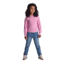 Girls boat neckline pink jumper with long sleeves and ribbed cuffs