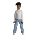 Girls jumper in soft cream viscose blend with long sleeves and turtleneck