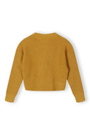 Girls mustard yellow ribbed knitted cardigan with button front