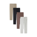 Girls leggings ribbed long set in beige, black, brown, and gray