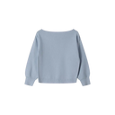Girls light blue jumper with boat neckline and ribbed cuffs