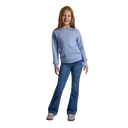 Girls light blue jumper with boat neckline and ribbed cuffs