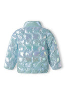 Girls light padded holographic blue quilted puffer jacket