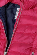 Bright pink quilted girls light padded jacket with navy lining