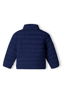 Girls light padded navy blue quilted puffer jacket with stand-up collar