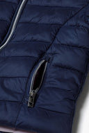 Girls light padded navy blue quilted puffer vest with silver zippers