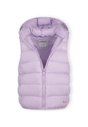 Girls lilac Girls quilted gilet with full zip and removable hood