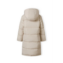 Girls long winter coat beige quilted hooded puffer