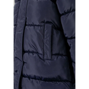 Girls long winter quilted navy hooded puffer coat with front pocket